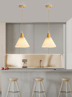 Nordic Minimalist Pleated Wood Pendant Light