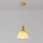 Nordic Minimalist Pleated Wood Pendant Light