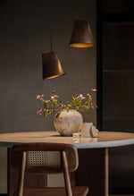 Nordic Tilted Wood Pendant Light – Asymmetric Natural Wood Shade
