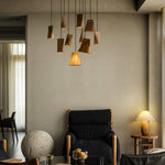 Nordic Tilted Wood Pendant Light – Asymmetric Natural Wood Shade