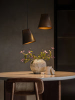 Nordic Tilted Wood Pendant Light – Asymmetric Natural Wood Shade