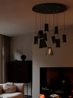 Nordic Tilted Wood Pendant Light – Asymmetric Natural Wood Shade