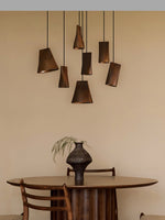 Nordic Tilted Wood Pendant Light – Asymmetric Natural Wood Shade