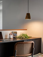 Nordic Tilted Wood Pendant Light – Asymmetric Natural Wood Shade