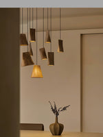 Nordic Tilted Wood Pendant Light – Asymmetric Natural Wood Shade