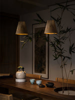 Nordic Tilted Wood Pendant Light – Asymmetric Natural Wood Shade