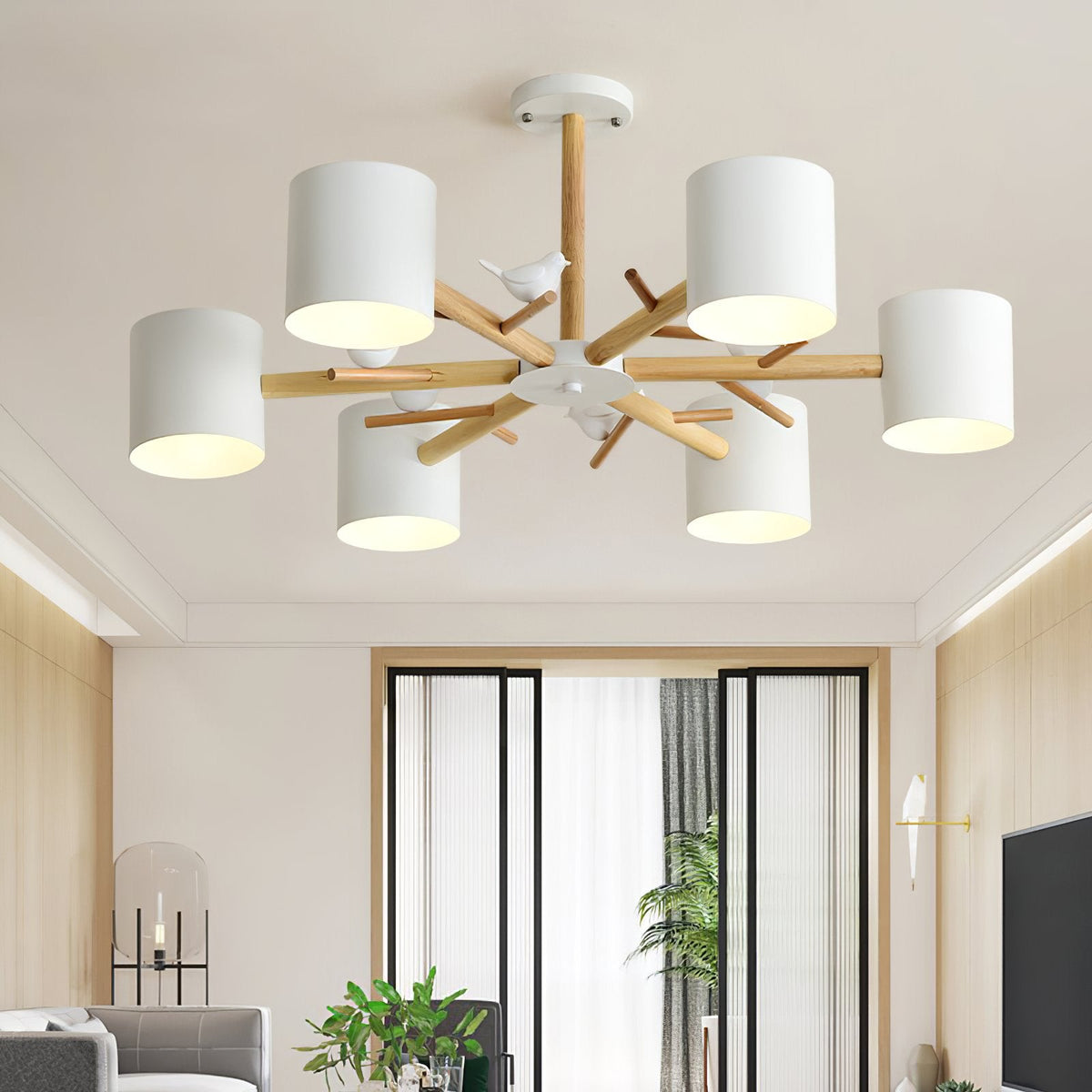 Nordic Tree Branches And Birds Chandelier