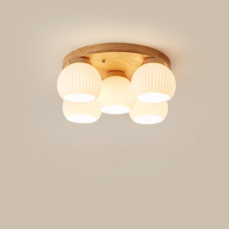 Nordic Wood Art Round Ceiling Lamp