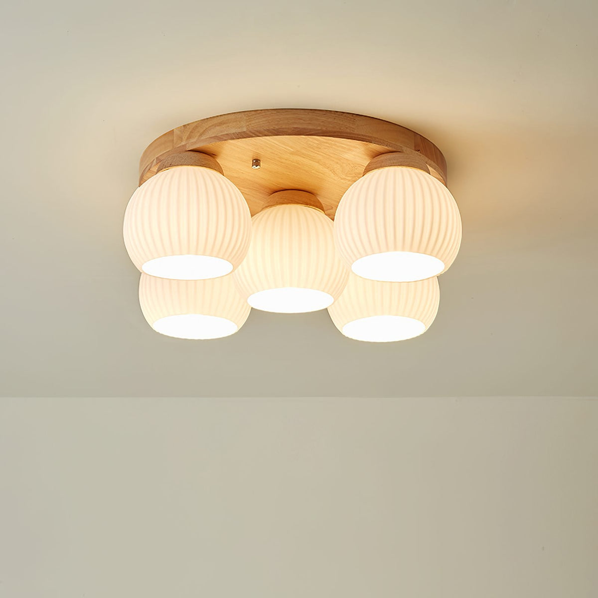 Nordic Wood Art Round Ceiling Lamp