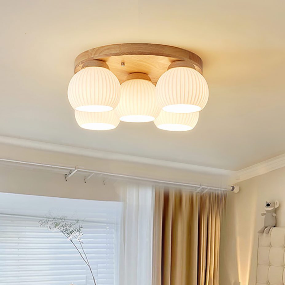 Nordic Wood Art Round Ceiling Lamp