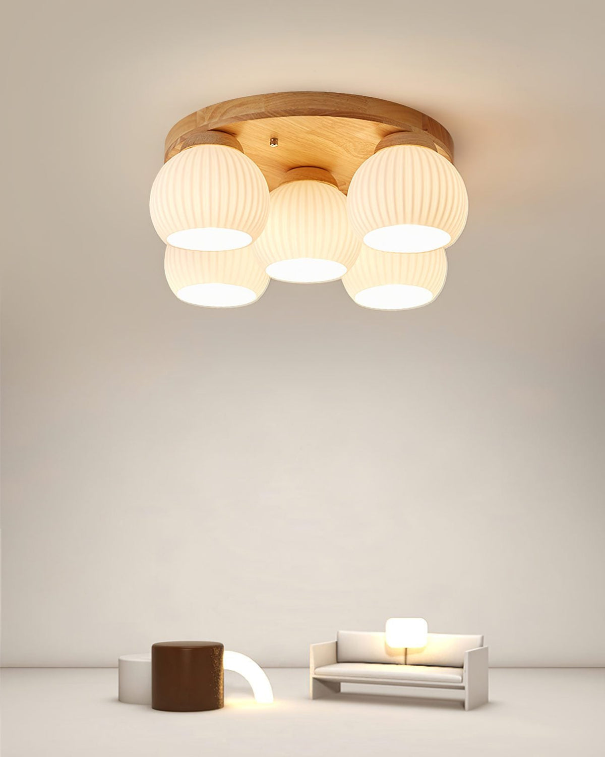 Nordic Wood Art Round Ceiling Lamp