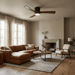 Nordic Wood Ceiling Fan with LED Light – Modern Flush Mount for Living Spaces