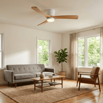 Nordic Wood Ceiling Fan with LED Light – Modern Flush Mount for Living Spaces