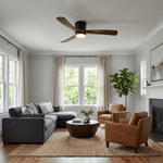 Nordic Wood Ceiling Fan with LED Light – Modern Flush Mount for Living Spaces