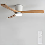 Nordic Wood Ceiling Fan with LED Light – Modern Flush Mount for Living Spaces