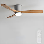 Nordic Wood Ceiling Fan with LED Light – Modern Flush Mount for Living Spaces