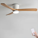Nordic Wood Ceiling Fan with LED Light – Modern Flush Mount for Living Spaces