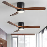 Nordic Wood Ceiling Fan with LED Light – Modern Flush Mount for Living Spaces