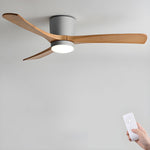 Nordic Wood Ceiling Fan with LED Light – Modern Flush Mount for Living Spaces