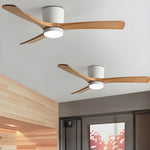 Nordic Wood Ceiling Fan with LED Light – Modern Flush Mount for Living Spaces