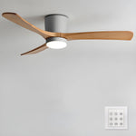 Nordic Wood Ceiling Fan with LED Light – Modern Flush Mount for Living Spaces