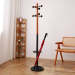 Scandinavian Solid Wood Coat Rack with Black Metal Accents