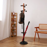 Scandinavian Solid Wood Coat Rack with Black Metal Accents