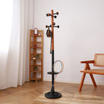 Scandinavian Solid Wood Coat Rack with Black Metal Accents