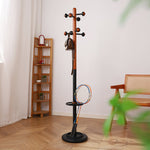 Scandinavian Solid Wood Coat Rack with Black Metal Accents