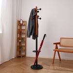 Scandinavian Solid Wood Coat Rack with Black Metal Accents