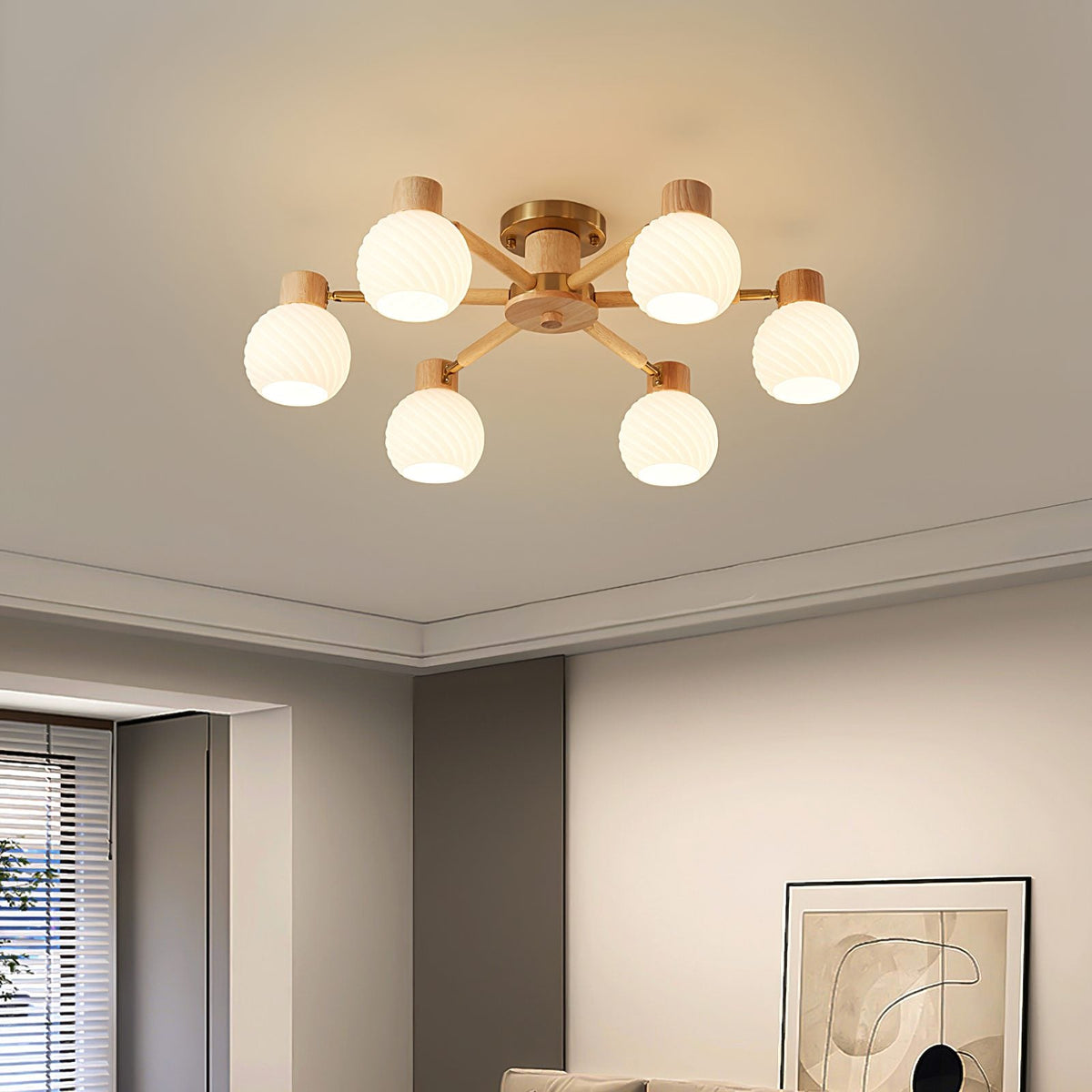 Nordic Wooden Spiral Ceiling Lamp