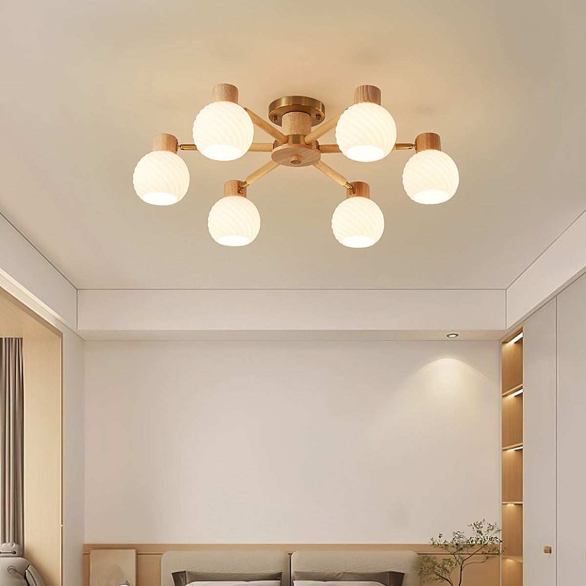 Nordic Wooden Spiral Ceiling Lamp