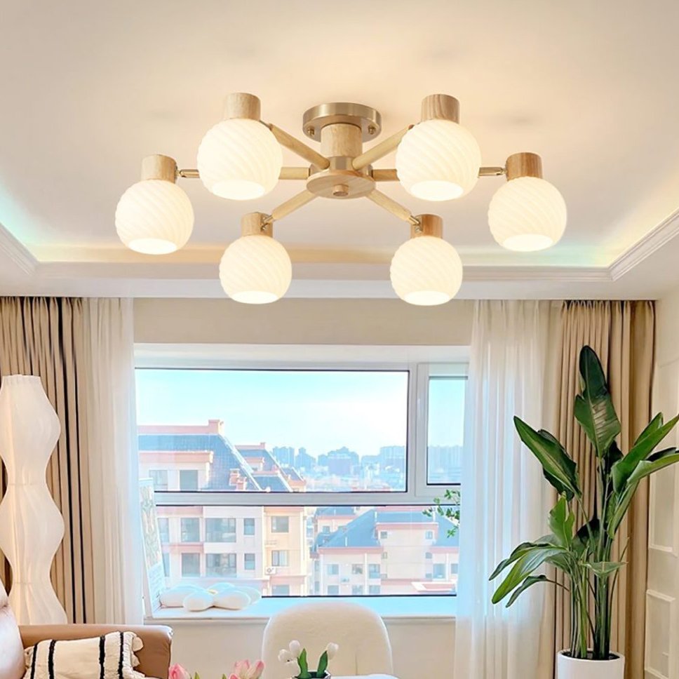 Nordic Wooden Spiral Ceiling Lamp