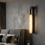 Norix Alabaster Frame Wall Sconce in Black Metal
