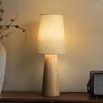 Norvia Modern Wood Table Lamp with Fabric Shade for Bedroom and Living Room