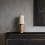Norvia Modern Wood Table Lamp with Fabric Shade for Bedroom and Living Room