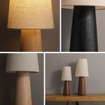Norvia Modern Wood Table Lamp with Fabric Shade for Bedroom and Living Room
