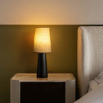 Norvia Modern Wood Table Lamp with Fabric Shade for Bedroom and Living Room