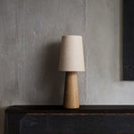 Norvia Modern Wood Table Lamp with Fabric Shade for Bedroom and Living Room