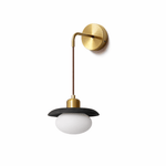 Norvyn Wood Drop Wall Sconce in Brass and Natural Wood