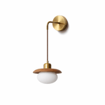 Norvyn Wood Drop Wall Sconce in Brass and Natural Wood