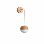 Norvyn Wood Drop Wall Sconce in Brass and Natural Wood