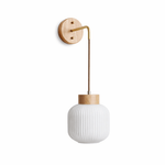 Norvyn Wood Drop Wall Sconce in Brass and Natural Wood