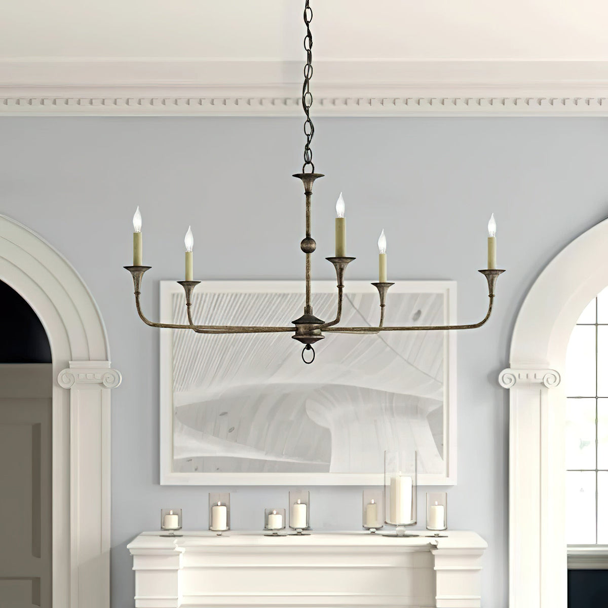 Elara Candle Chandelier – Modern Brass Candelabra Chandelier for Dining Room