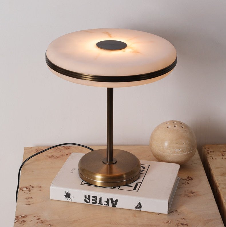 Nova Marlo Table Lamp – Modern Marble-Look LED Desk Light with Bronze Base