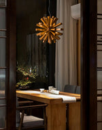 Nova Burst Wooden Chandelier – Modern Sculptural LED Pendant Light