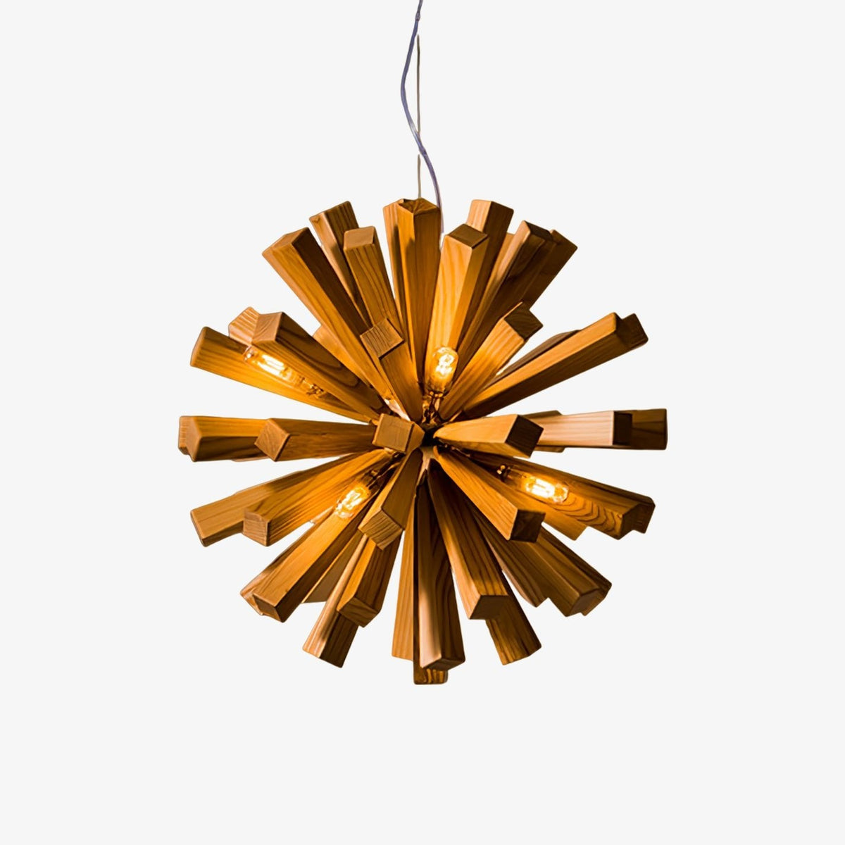 Nova Burst Wooden Chandelier – Modern Sculptural LED Pendant Light