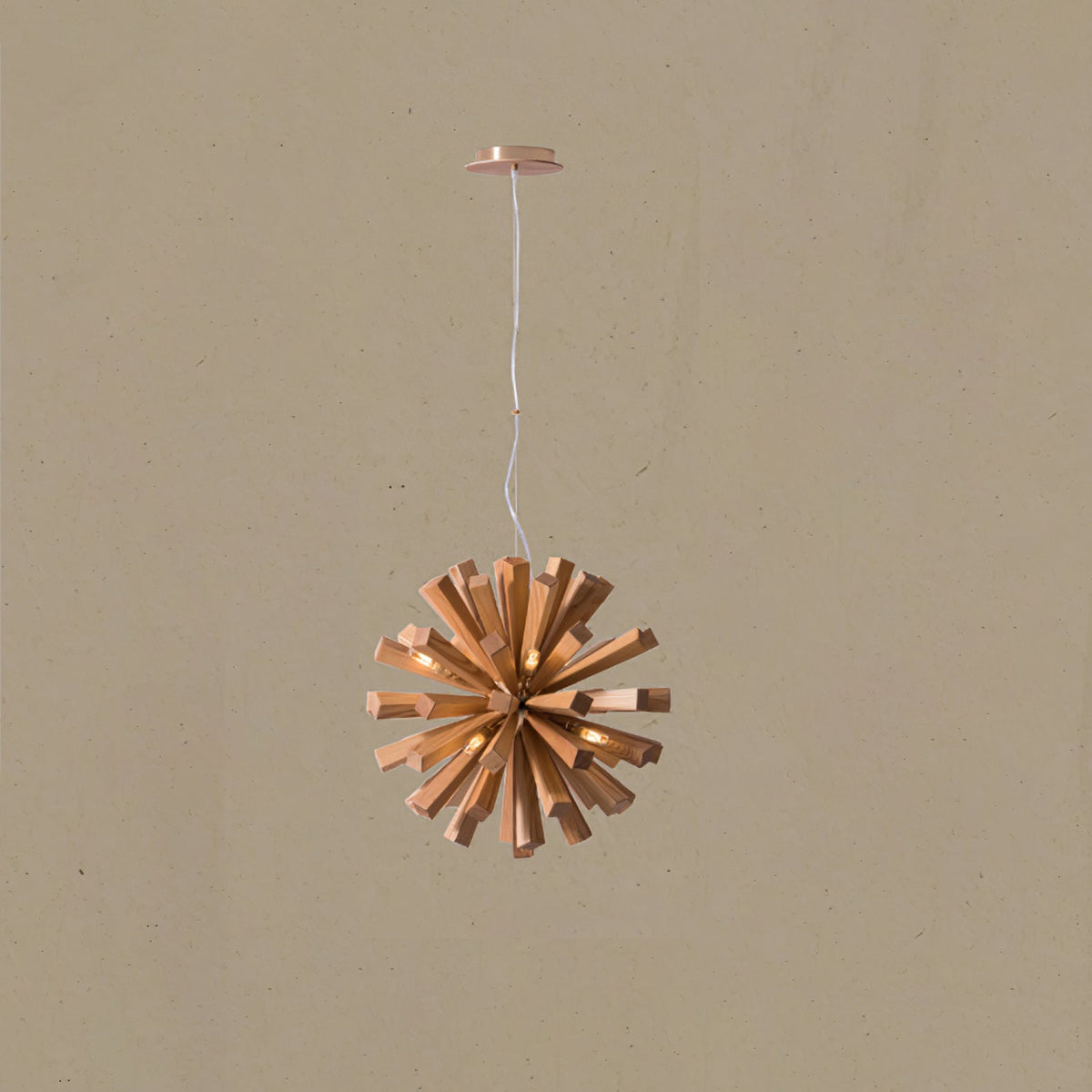 Nova Burst Wooden Chandelier – Modern Sculptural LED Pendant Light