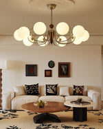 Nova Grove Chandelier – Modern Glass and Walnut Pendant Light