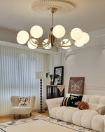 Nova Grove Chandelier – Modern Glass and Walnut Pendant Light